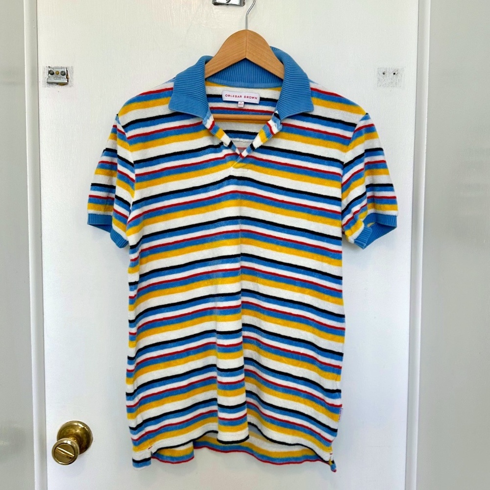 Orlebar Brown Men's striped terry polo